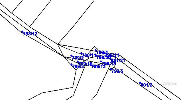 Parcela st. 799/4 v KÚ Kounov u Rakovníka, Katastrální mapa