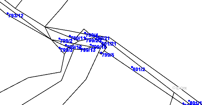 Parcela st. 799/5 v KÚ Kounov u Rakovníka, Katastrální mapa