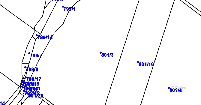 Parcela st. 801/3 v KÚ Kounov u Rakovníka, Katastrální mapa