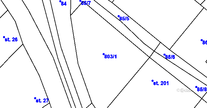 Parcela st. 803/1 v KÚ Kounov u Rakovníka, Katastrální mapa