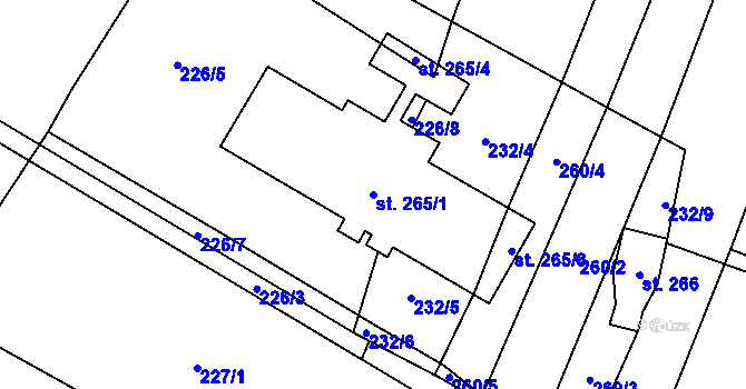 Parcela st. 265/1 v KÚ Kounov u Rakovníka, Katastrální mapa