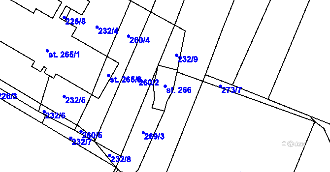 Parcela st. 266 v KÚ Kounov u Rakovníka, Katastrální mapa