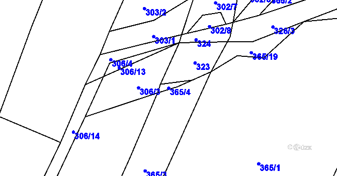Parcela st. 365/4 v KÚ Kounov u Rakovníka, Katastrální mapa