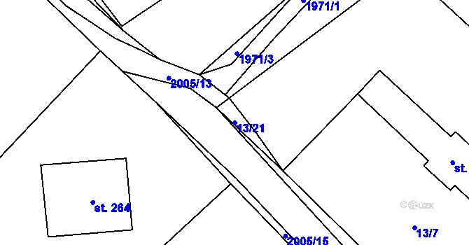 Parcela st. 13/21 v KÚ Kounov u Rakovníka, Katastrální mapa