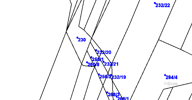 Parcela st. 232/20 v KÚ Kounov u Rakovníka, Katastrální mapa
