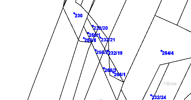Parcela st. 256/2 v KÚ Kounov u Rakovníka, Katastrální mapa
