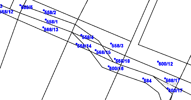 Parcela st. 568/15 v KÚ Kounov u Rakovníka, Katastrální mapa