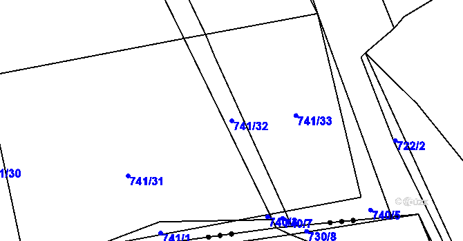 Parcela st. 741/32 v KÚ Kounov u Rakovníka, Katastrální mapa