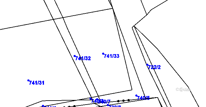 Parcela st. 741/33 v KÚ Kounov u Rakovníka, Katastrální mapa