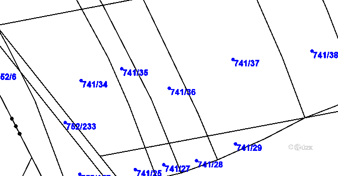 Parcela st. 741/36 v KÚ Kounov u Rakovníka, Katastrální mapa