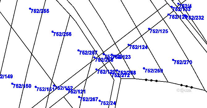 Parcela st. 752/122 v KÚ Kounov u Rakovníka, Katastrální mapa