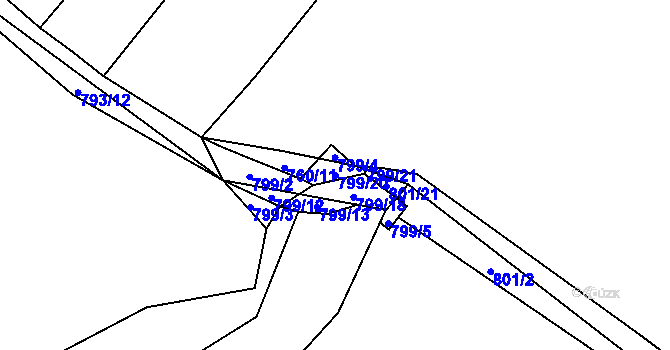 Parcela st. 799/20 v KÚ Kounov u Rakovníka, Katastrální mapa