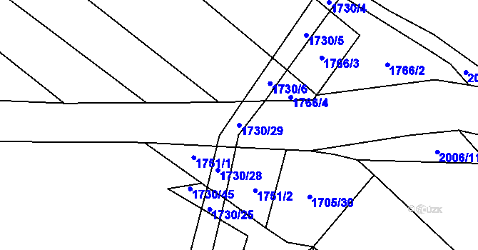 Parcela st. 1730/29 v KÚ Kounov u Rakovníka, Katastrální mapa