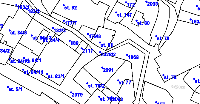 Parcela st. 2028/2 v KÚ Kounov u Rakovníka, Katastrální mapa