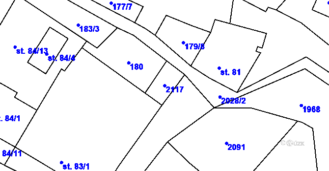 Parcela st. 2117 v KÚ Kounov u Rakovníka, Katastrální mapa