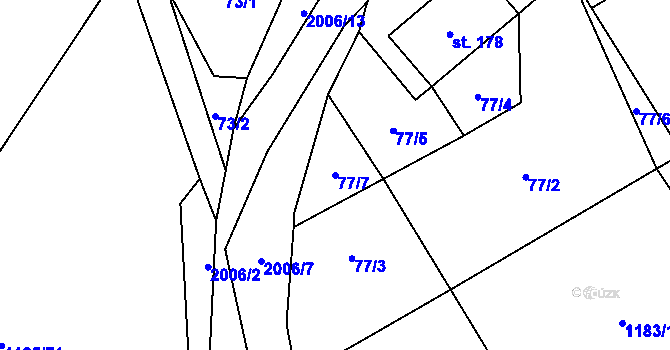 Parcela st. 77/7 v KÚ Kounov u Rakovníka, Katastrální mapa