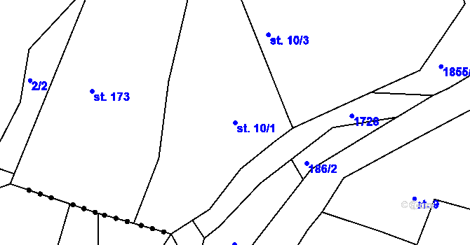 Parcela st. 10/1 v KÚ Kounov u Dobrušky, Katastrální mapa