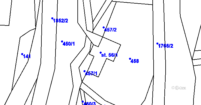 Parcela st. 56/1 v KÚ Kounov u Dobrušky, Katastrální mapa