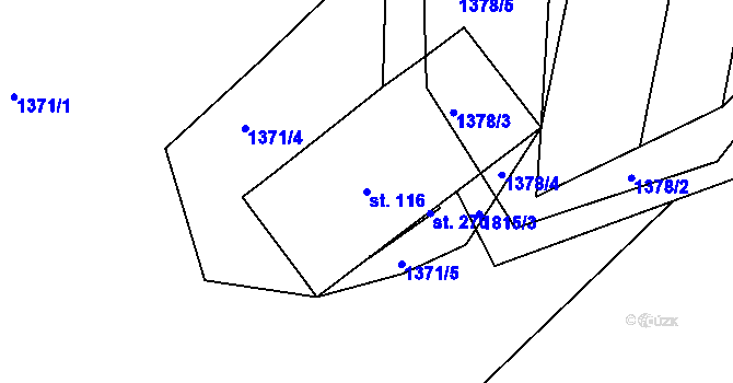 Parcela st. 116 v KÚ Kounov u Dobrušky, Katastrální mapa