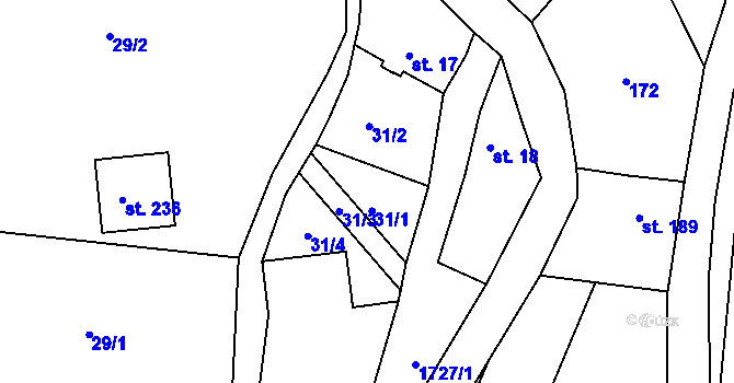 Parcela st. 31/1 v KÚ Kounov u Dobrušky, Katastrální mapa
