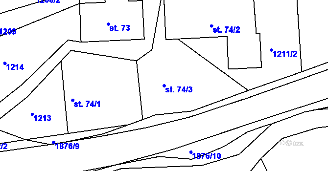 Parcela st. 74/3 v KÚ Kounov u Dobrušky, Katastrální mapa