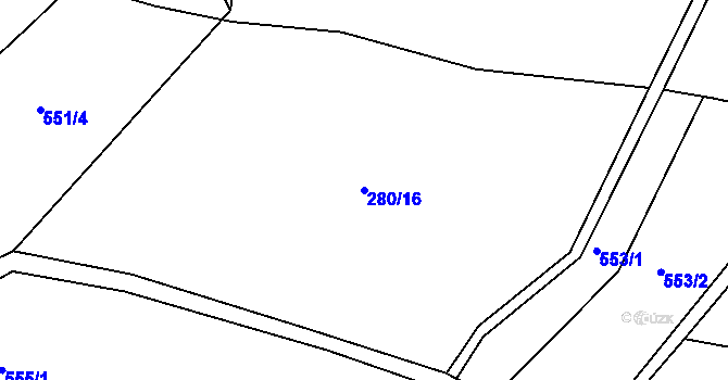 Parcela st. 280/16 v KÚ Kounov u Dobrušky, Katastrální mapa