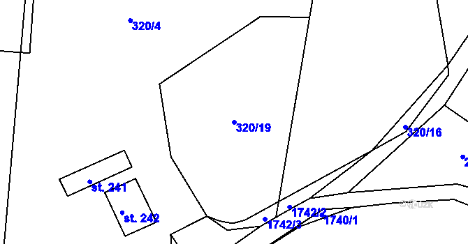 Parcela st. 320/19 v KÚ Kounov u Dobrušky, Katastrální mapa