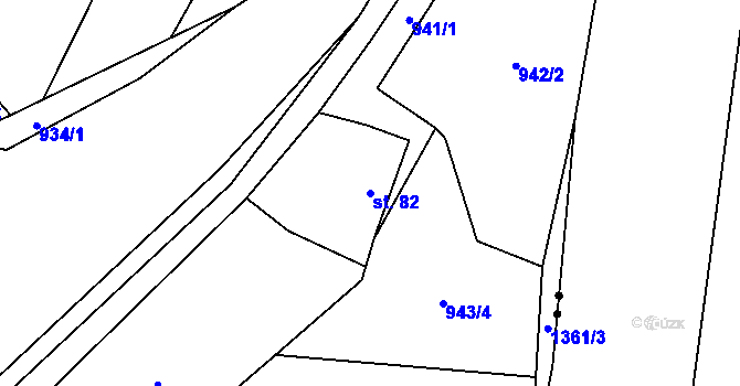 Parcela st. 82 v KÚ Nedvězí u Dobrušky, Katastrální mapa