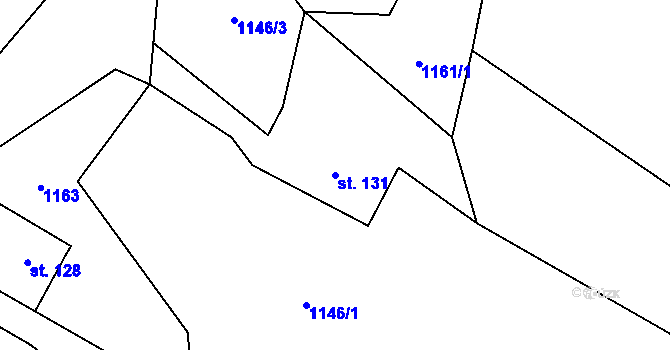 Parcela st. 131 v KÚ Nedvězí u Dobrušky, Katastrální mapa