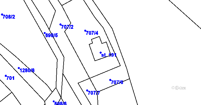 Parcela st. 191 v KÚ Nedvězí u Dobrušky, Katastrální mapa
