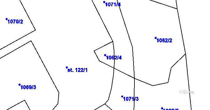 Parcela st. 1062/4 v KÚ Nedvězí u Dobrušky, Katastrální mapa