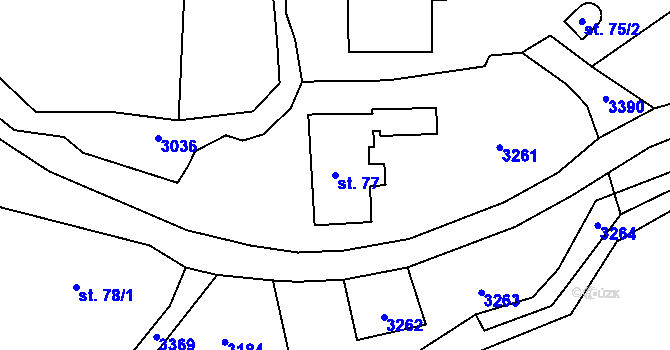 Parcela st. 77 v KÚ Šediviny, Katastrální mapa
