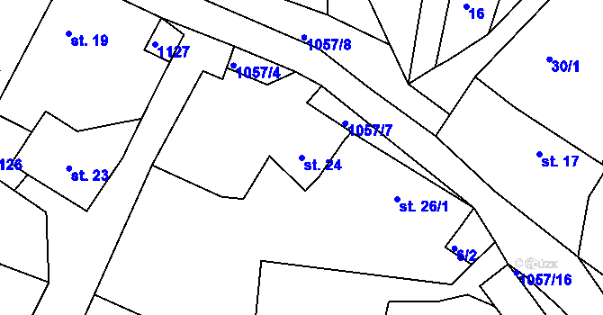 Parcela st. 24 v KÚ Koupě, Katastrální mapa