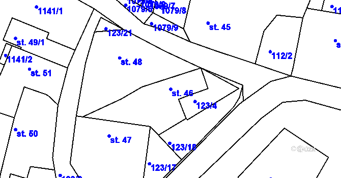 Parcela st. 46 v KÚ Koupě, Katastrální mapa