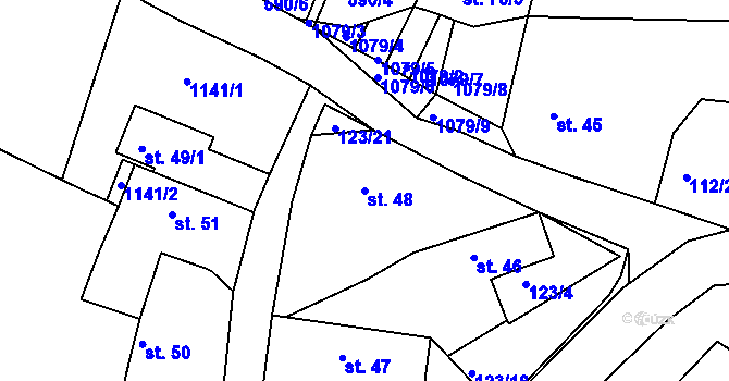 Parcela st. 48 v KÚ Koupě, Katastrální mapa