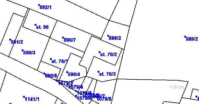Parcela st. 76/2 v KÚ Koupě, Katastrální mapa