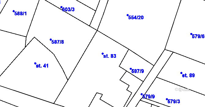 Parcela st. 83 v KÚ Koupě, Katastrální mapa