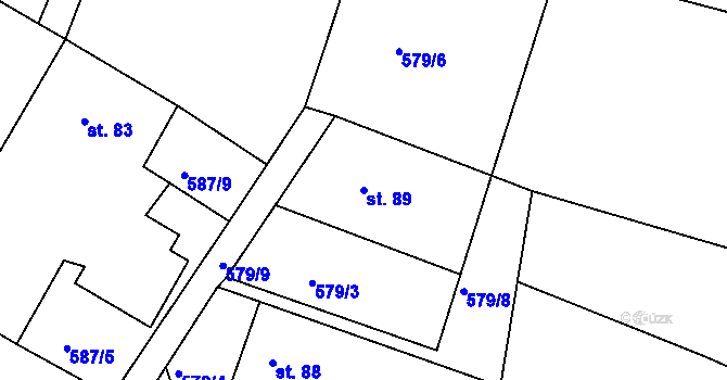 Parcela st. 89 v KÚ Koupě, Katastrální mapa