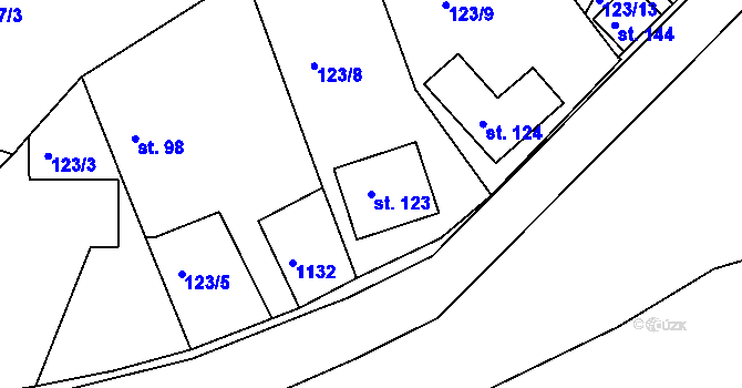 Parcela st. 123 v KÚ Koupě, Katastrální mapa