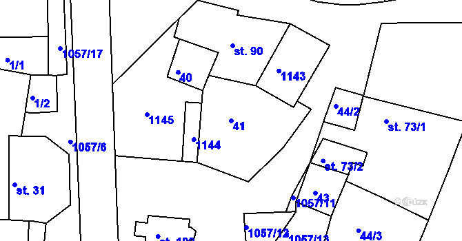 Parcela st. 41 v KÚ Koupě, Katastrální mapa