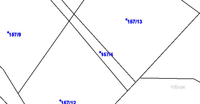 Parcela st. 157/4 v KÚ Koupě, Katastrální mapa