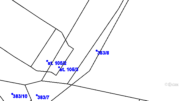 Parcela st. 383/8 v KÚ Koupě, Katastrální mapa