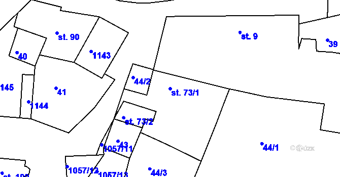 Parcela st. 73/1 v KÚ Koupě, Katastrální mapa