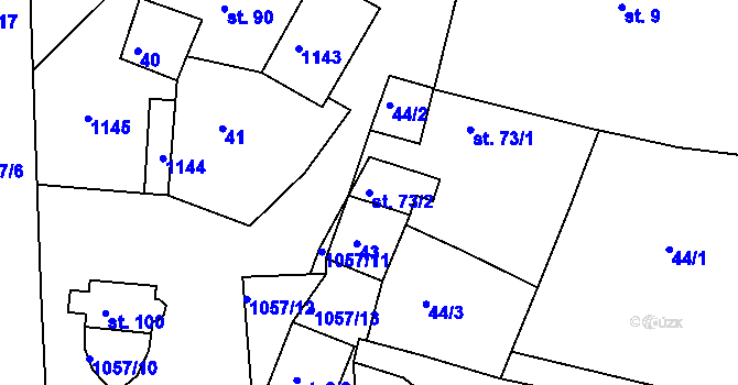 Parcela st. 73/2 v KÚ Koupě, Katastrální mapa