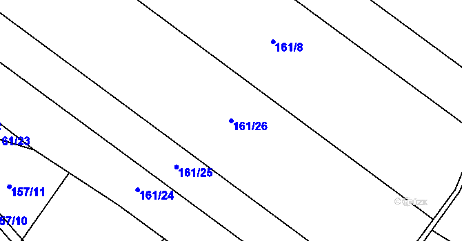 Parcela st. 161/26 v KÚ Koupě, Katastrální mapa