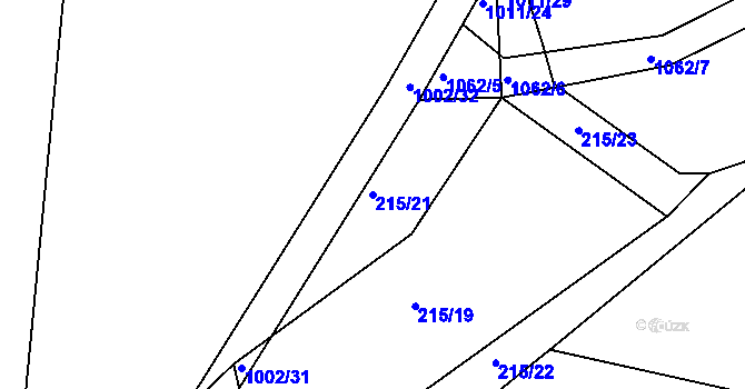 Parcela st. 215/21 v KÚ Koupě, Katastrální mapa