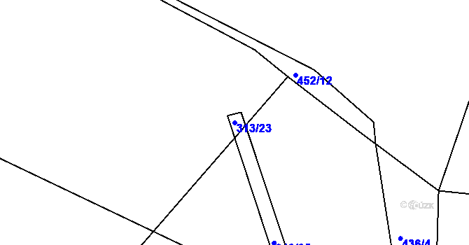 Parcela st. 313/23 v KÚ Koupě, Katastrální mapa