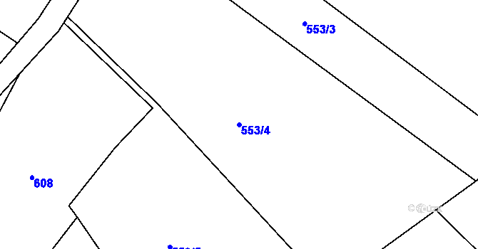 Parcela st. 553/4 v KÚ Koupě, Katastrální mapa