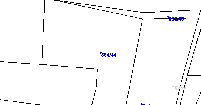 Parcela st. 554/44 v KÚ Koupě, Katastrální mapa