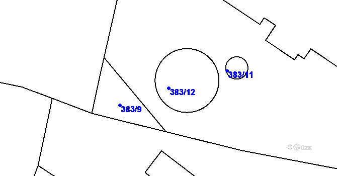Parcela st. 383/12 v KÚ Koupě, Katastrální mapa